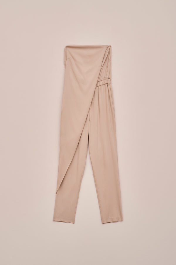 LONG JUMPSUIT IN VISCOSE CREPE WITH PANEL DESIGN 