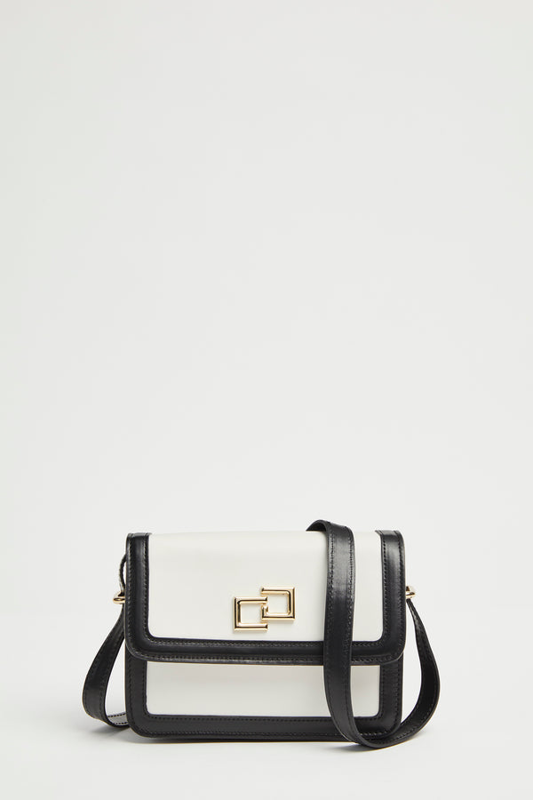 RECTANGULAR LEATHER BAG WITH CONTRASTING COLOUR PATTERNS 0