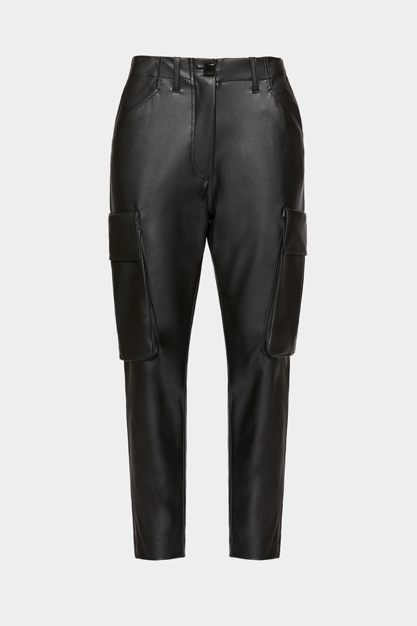 FAUX LEATHER CARGO PANTS
