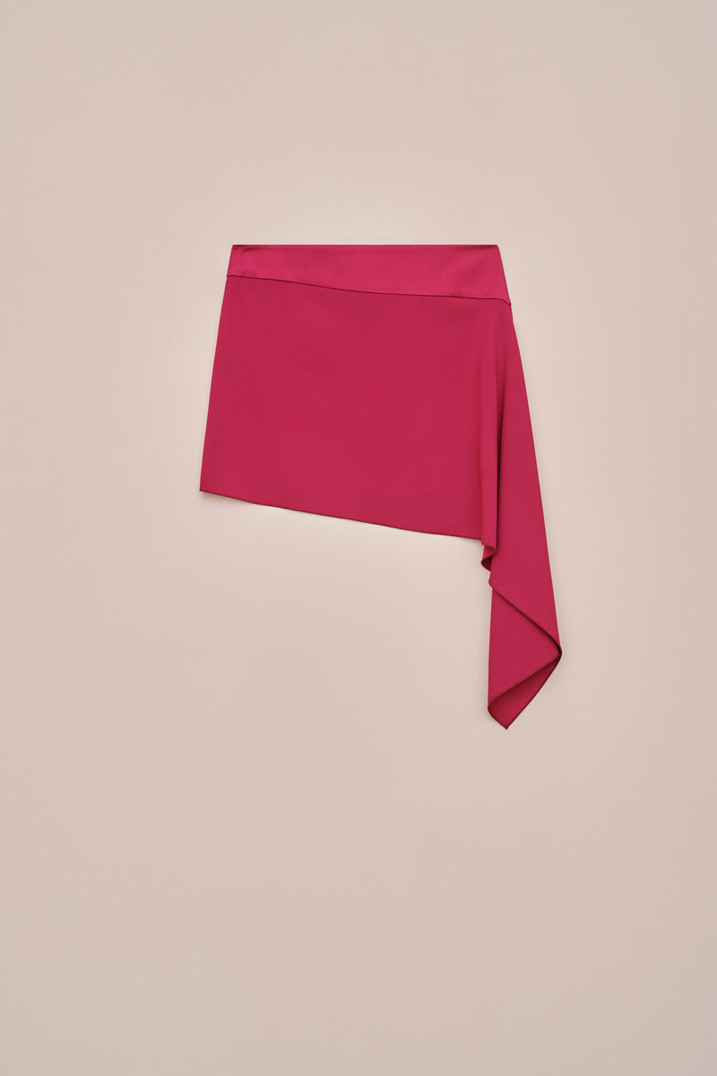 MINISKIRT IN VISCOSE CREPE WITH DRAPED PANEL