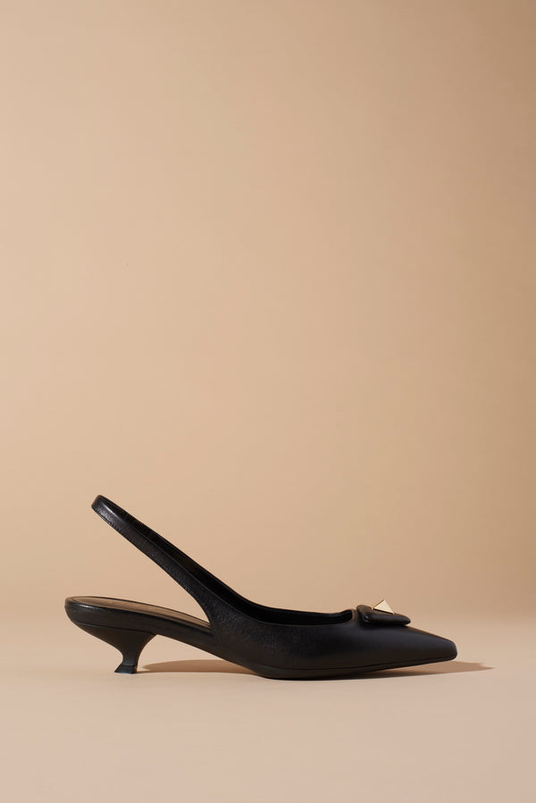 LEATHER SLING-BACKS WITH TRIANGULAR STUDS