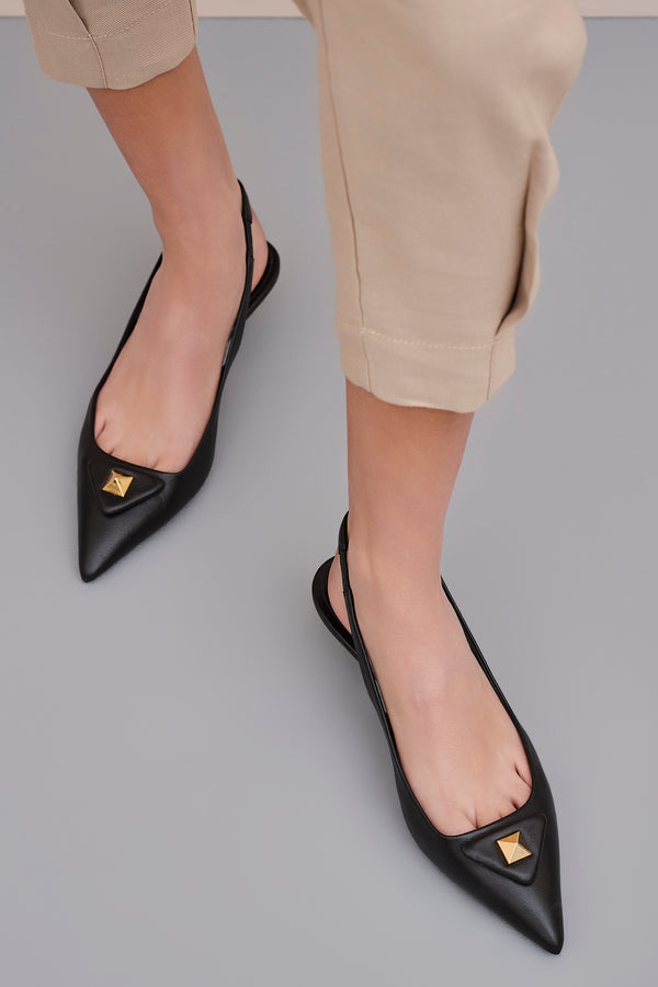 LEATHER SLING-BACKS WITH TRIANGULAR STUDS