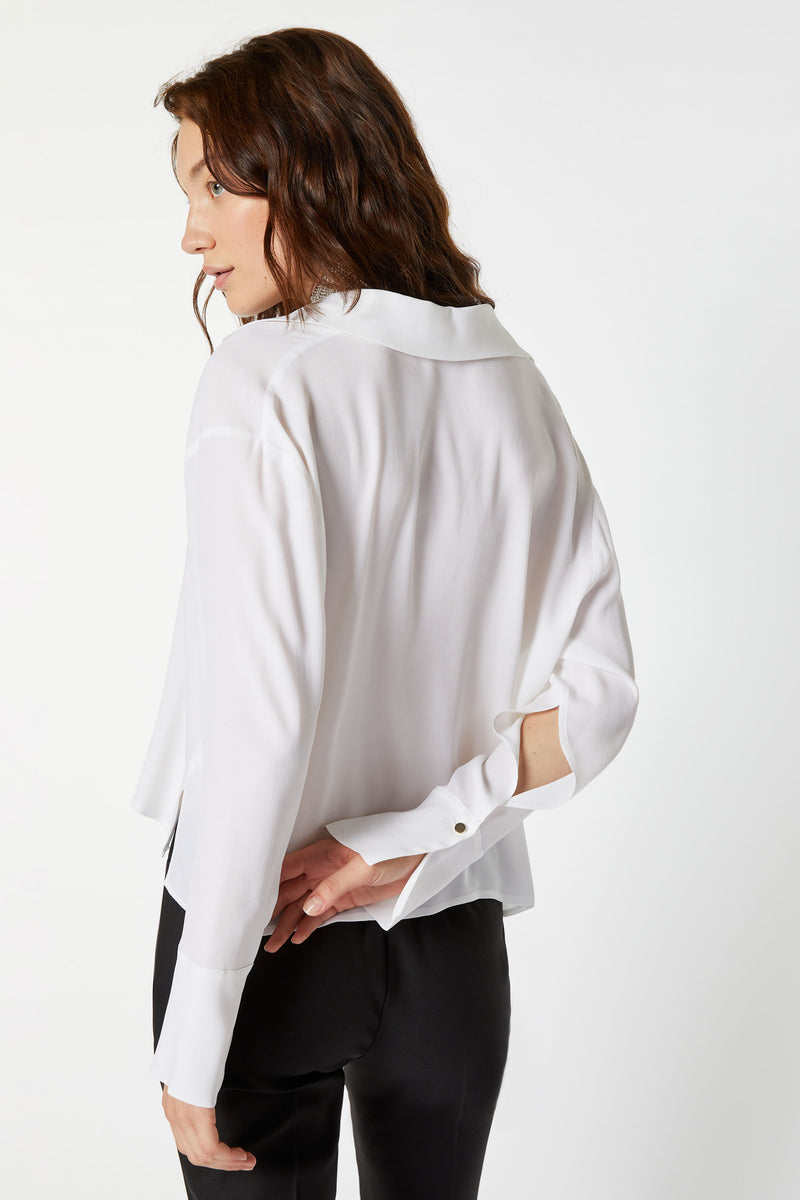 CREPE DE CHINE BOXY SHIRT WITH GOLD BUTTONS