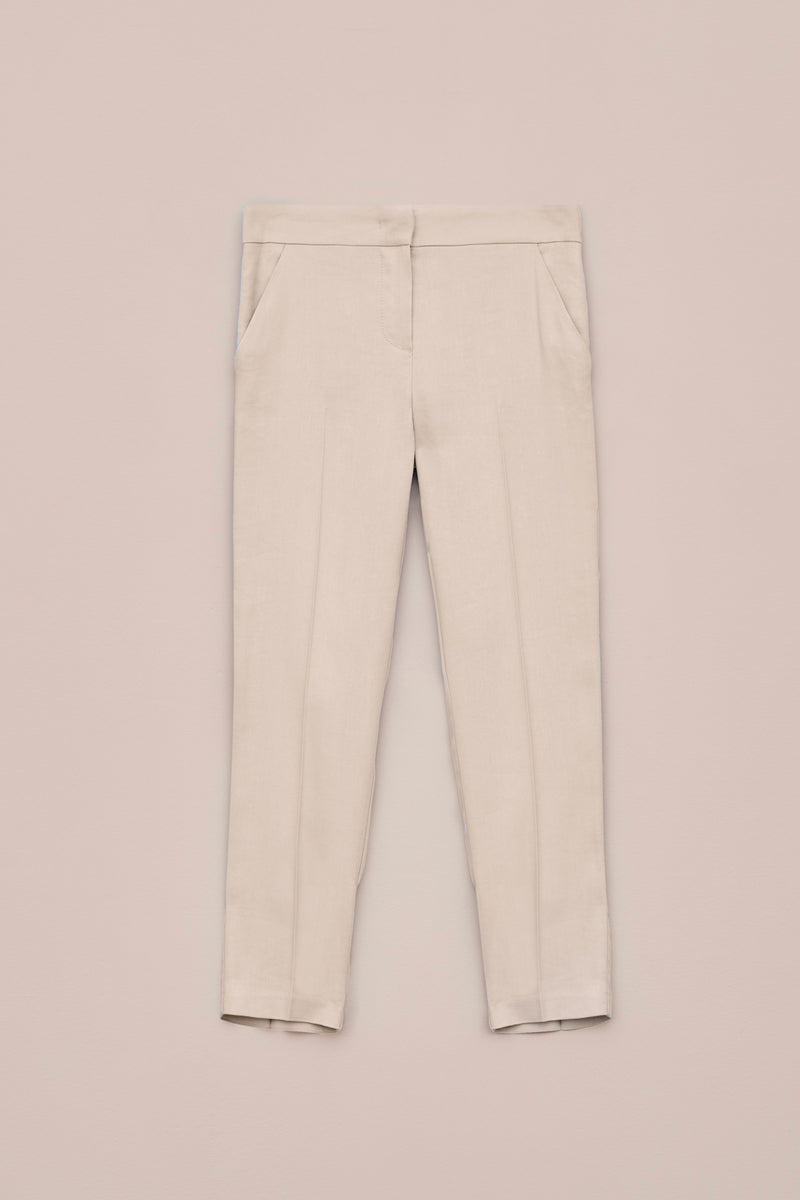 STRAIGHT-LEG PANTS IN STRETCHY LINEN