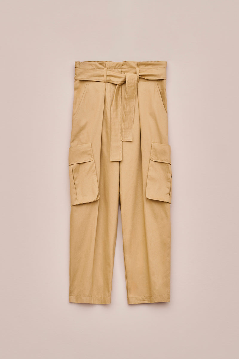 CARGO PANTS IN COTTON GABERDINE WITH BELT LOOPS and BELTÂ 