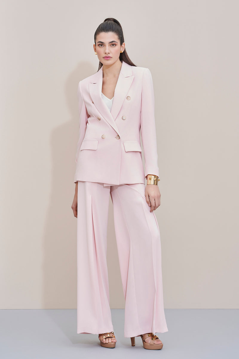 CREPE SATIN PANTS WITH BIG CENTRAL CUTS