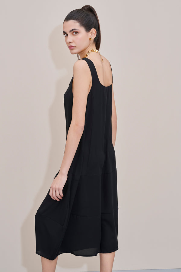 COCOON DRESS IN CREPE DE CHINE WITH SQUARE NECK