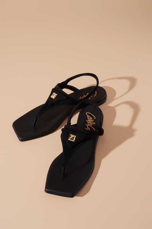 SUEDE FLIPFLOPS WITH GOLD STUDS 