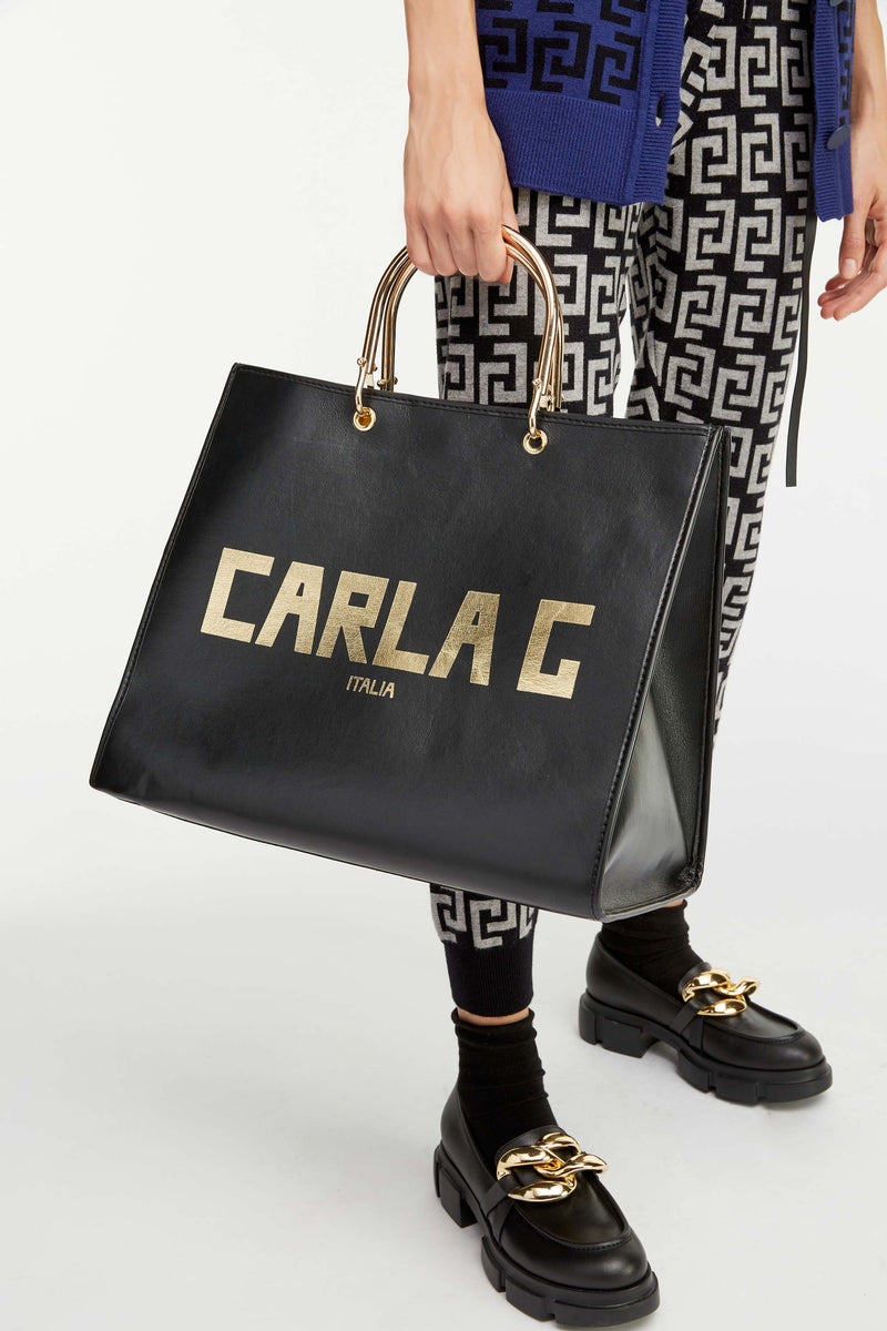 OVERSIZED TOTE WITH PRINTED MONOGRAM 