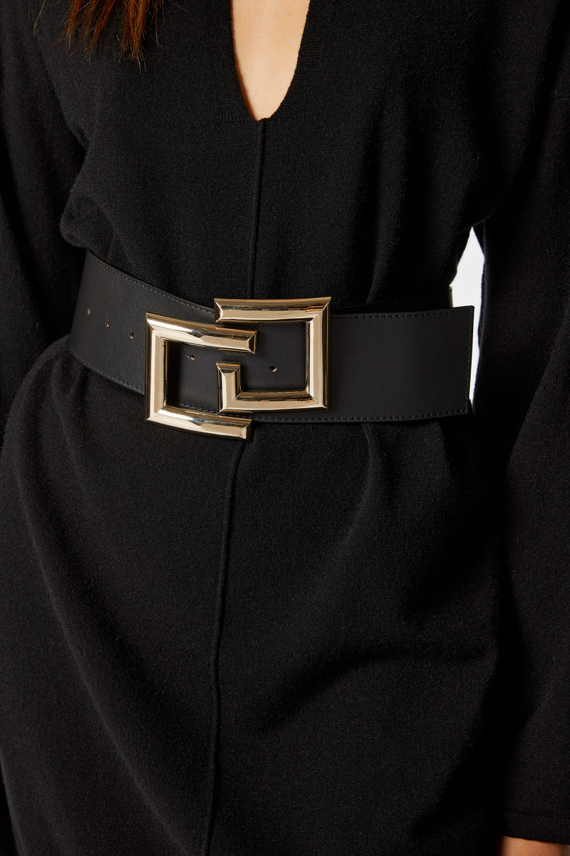 WIDE REVERSIBLE LEATHER BELT WITH CG MONOGRAM