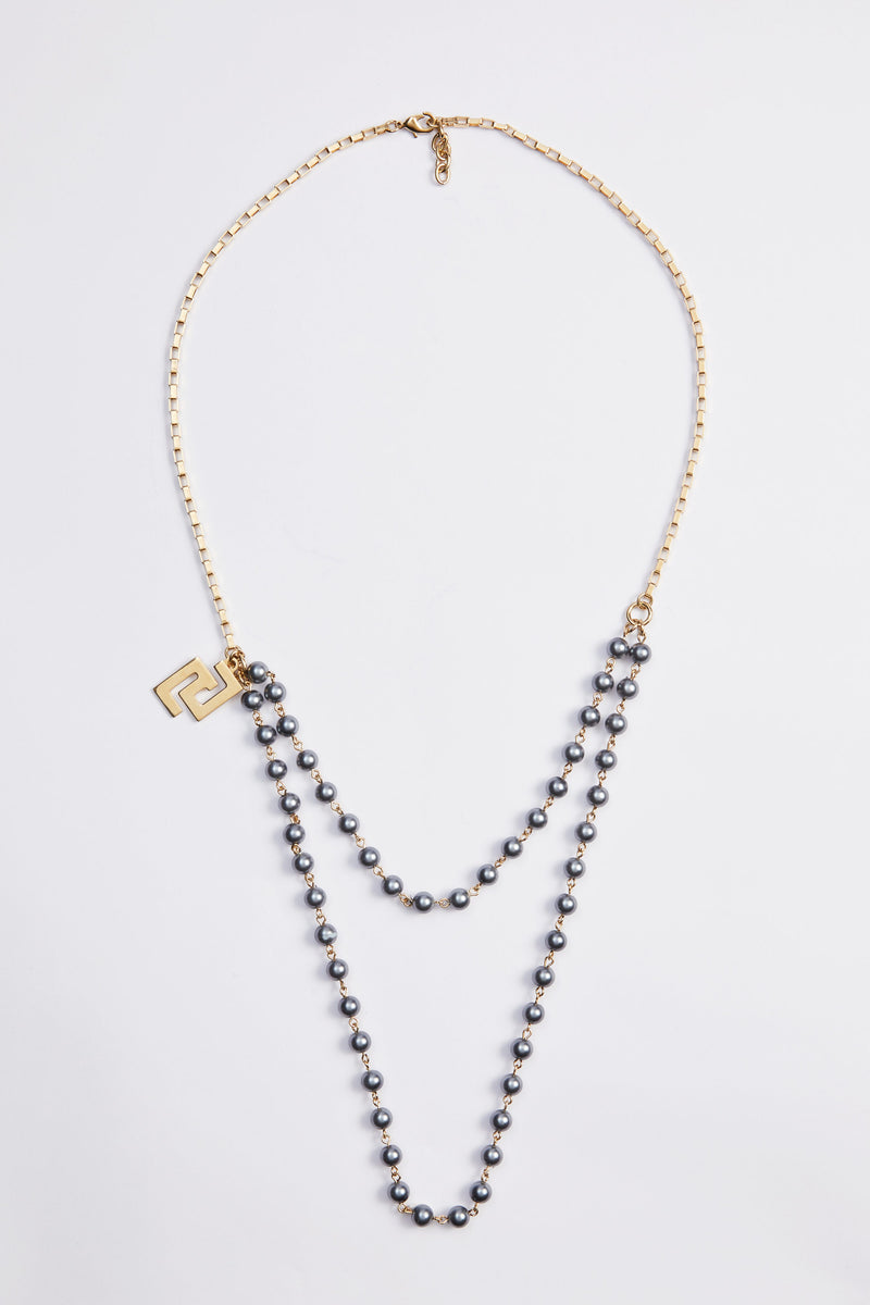 LONG GREY PEARL STRAND NECKLACE