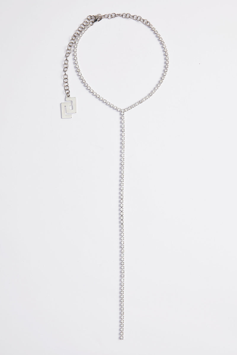 T-BAR TENNIS NECKLACE WITH WHITE RHINESTONES