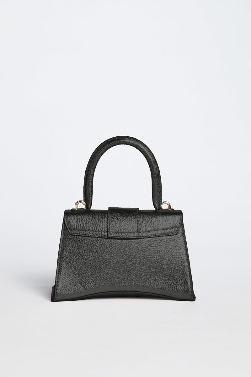 BOXY TOP-HANDLE BAG IN TUMBLED LEATHER
