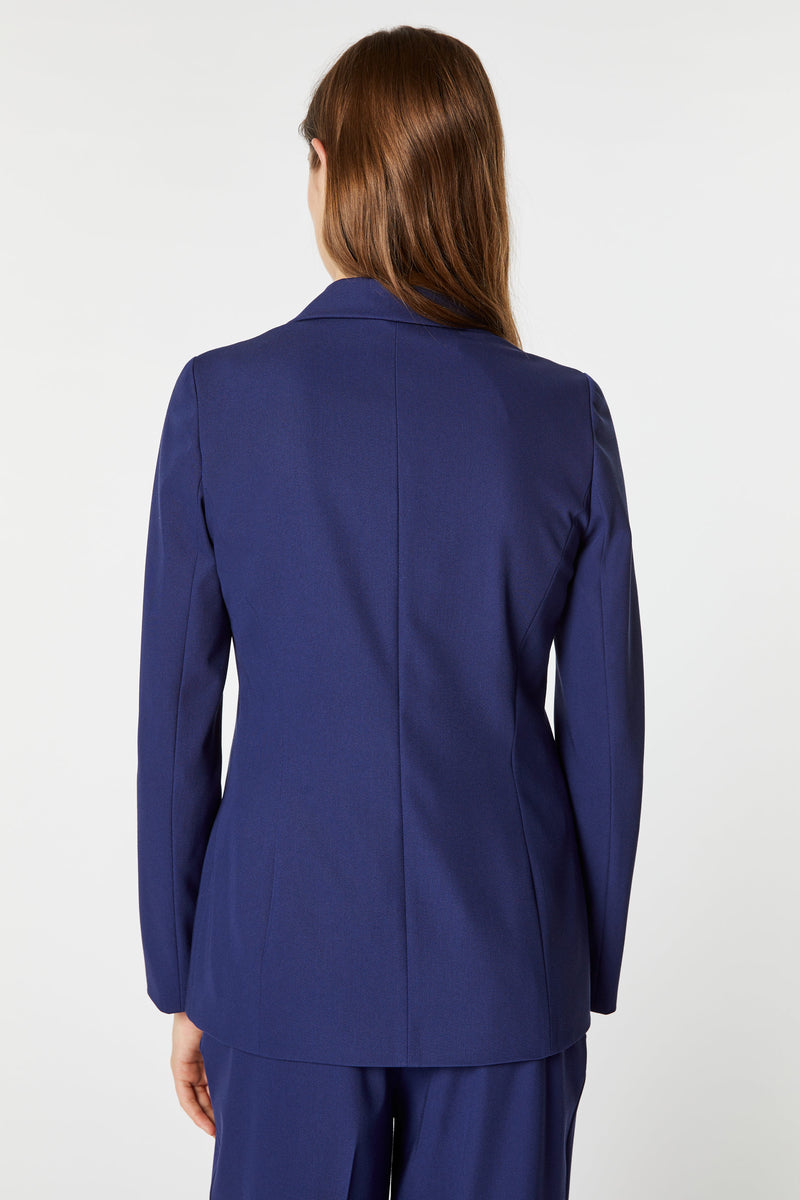 TAILORED JACKET IN STRETCHY GABARDINE WITH GOLD HERALDRY BUTTONS 