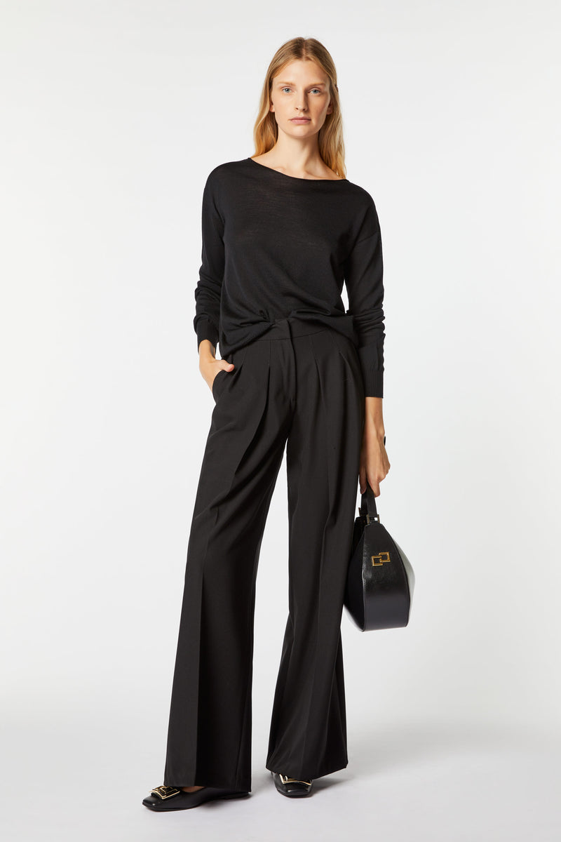 TAILORED WIDE-LEG PANTS IN STRETCHY GABARDINE