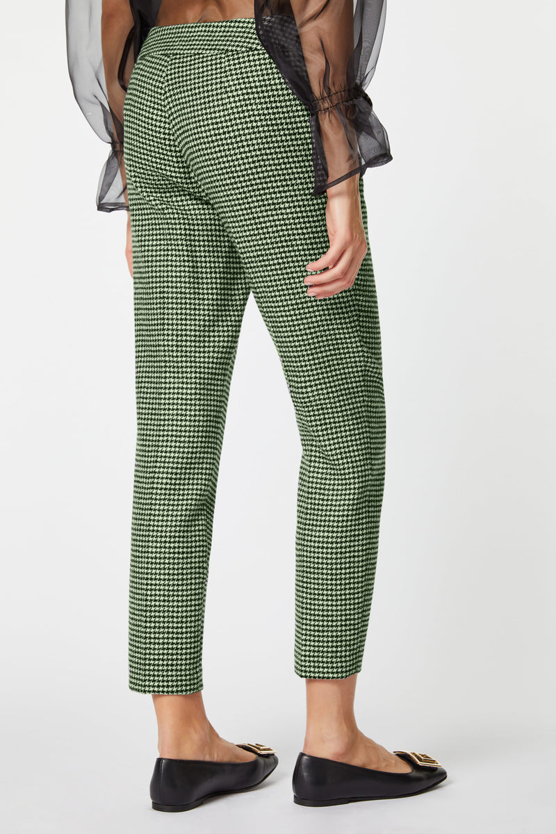 STRETCHY HOUNDSTOOTH TAILORED PANTS