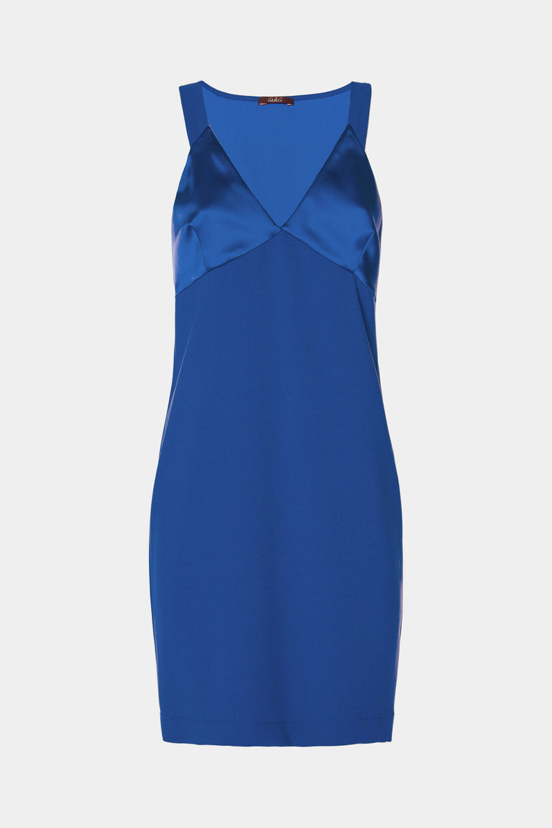 MIDI DRESS IN VISCOSE CREPE WITH ENVERS SATIN BUST