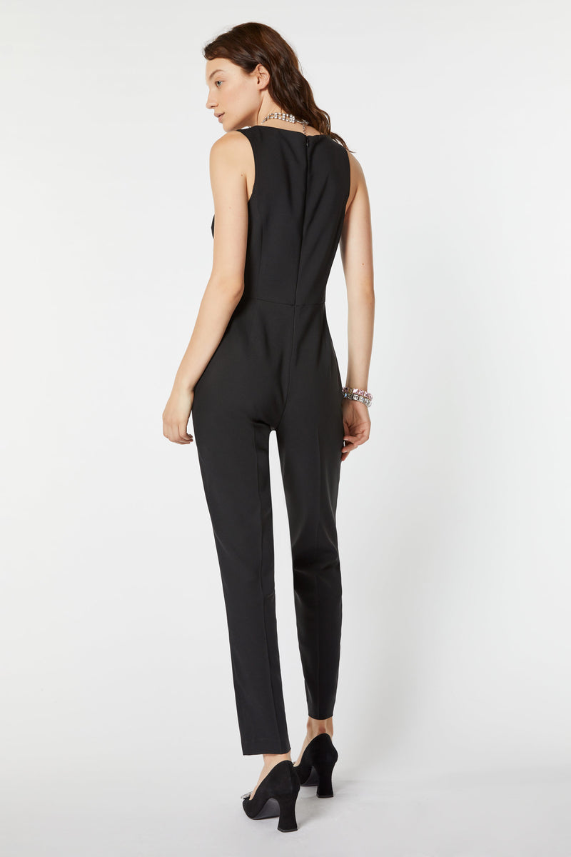 SLEEVELESS JUMPSUIT IN STRETCHY VISCOSE CREPE