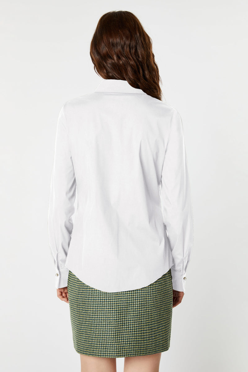 BASIC STRETCHY POPLIN SHIRT WITH PEARL BUTTONS