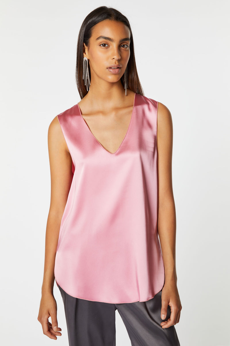STRETCHY SATIN TOP WITH WIDE STRAPS