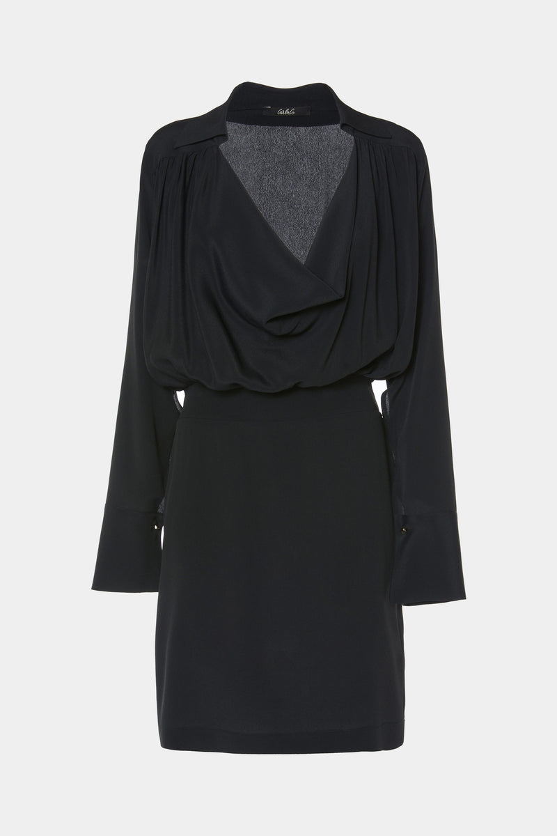 DRAPED DRESS IN CREPE DE CHINE WITH COWL NECK