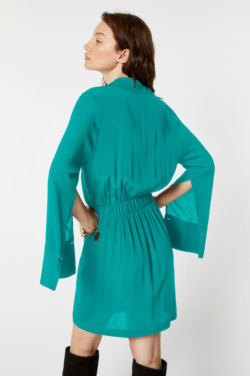 DRAPED DRESS IN CREPE DE CHINE WITH COWL NECK