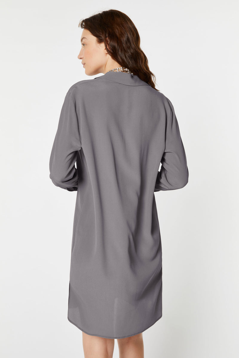 CREPE DE CHINE SHIRT DRESS WITH GOLD BUTTONS