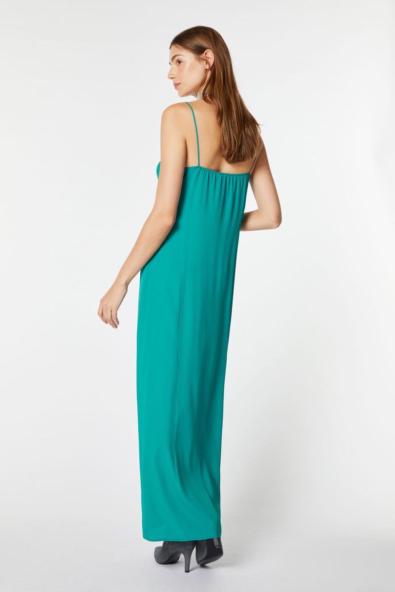 CREPE DE CHINE MAXI DRESS WITH METAL CLIP IN THE MIDDLE