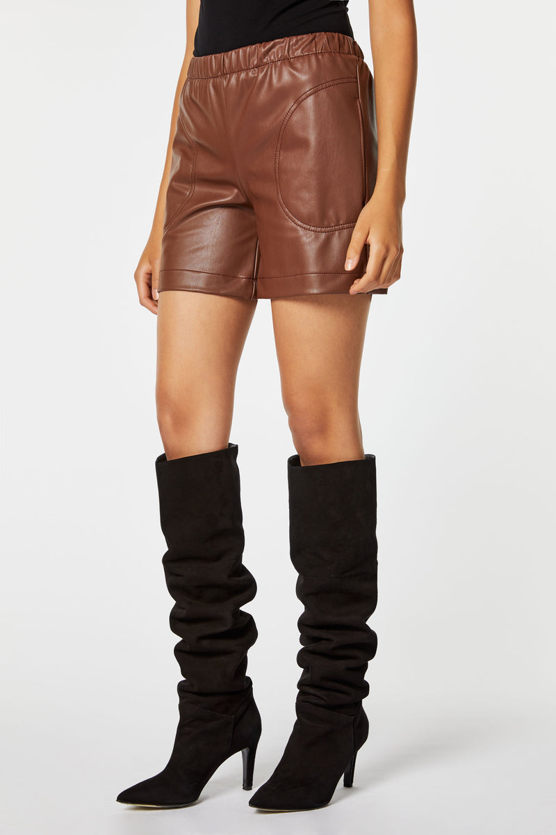FAUX LEATHER LOOSE-FIT BERMUDA SHORTS