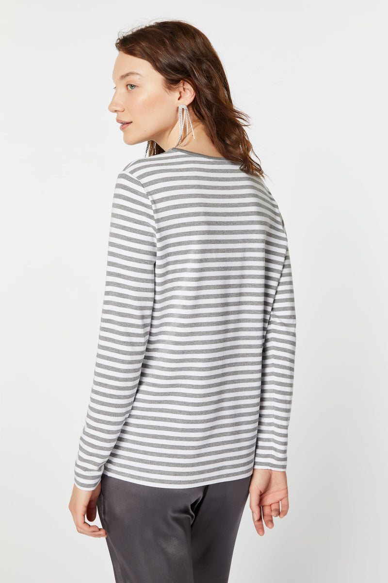 STRIPED T-SHIRT IN STRETCHY VISCOSE JERSEY