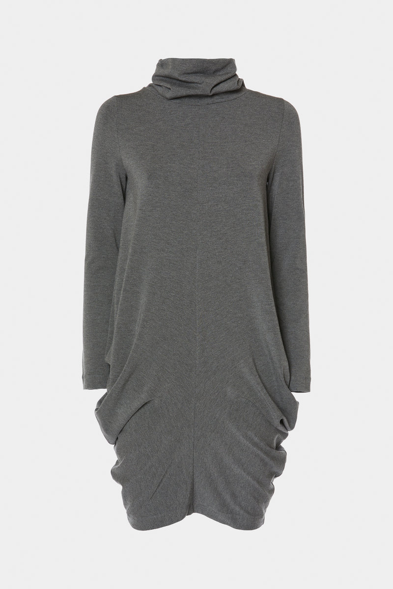 DRAPED COWL-NECK DRESS IN STRETCHY VISCOSE JERSEY