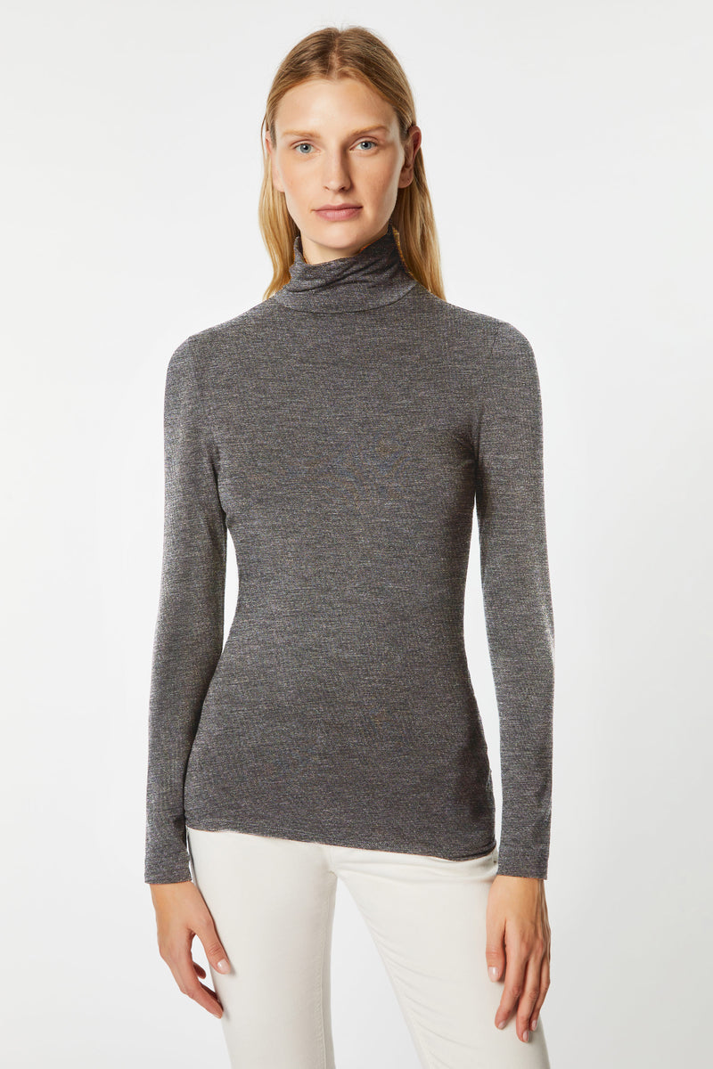 BASIC ROLL-NECK TOP IN STRETCHY VISCOSE JERSEY