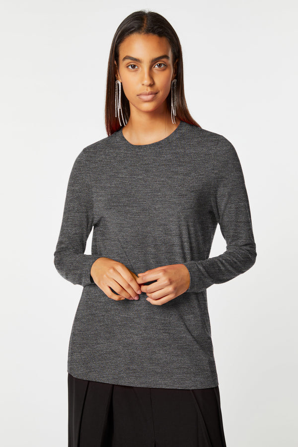 BASIC CREW-NECK TOP IN STRETCHY VISCOSE JERSEY