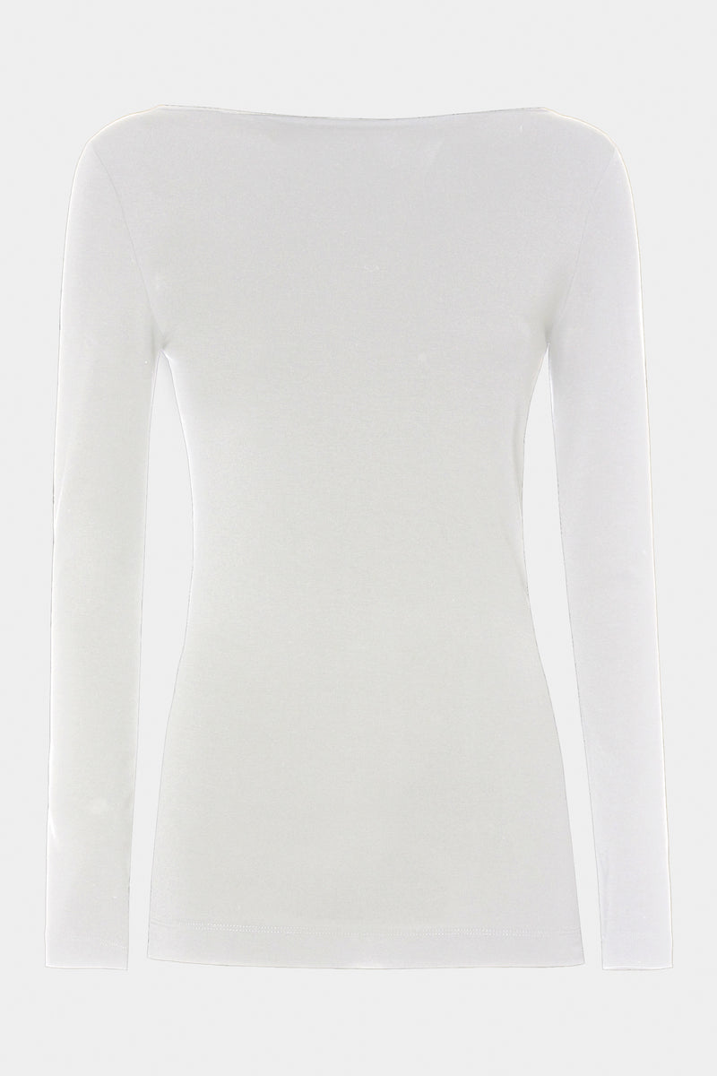 BASIC BATEAU-NECK TOP IN STRETCHY VISCOSE JERSEY