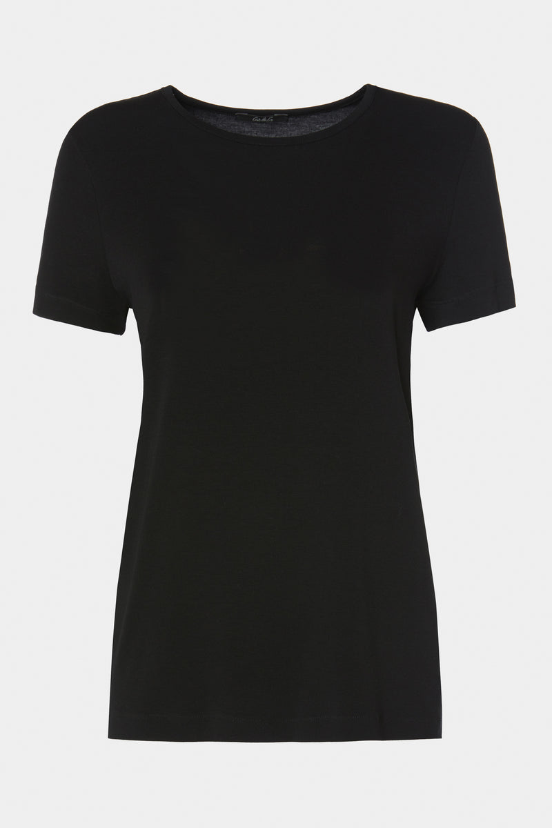 CREW NECK T-SHIRT IN STRETCHY VISCOSE JERSEY