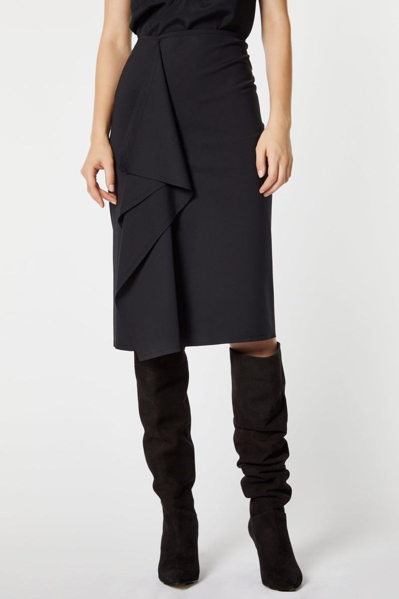 LOW-RISE DRAPED SKIRT IN STRETCHY ENGINEERED JERSEY 