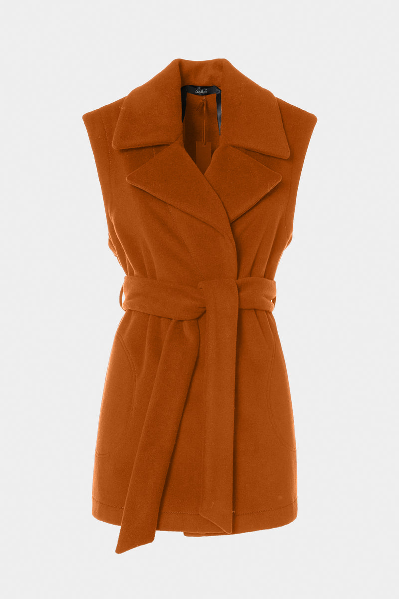 SLEEVELESS ROBE COAT IN WOOL AND CASHMERE