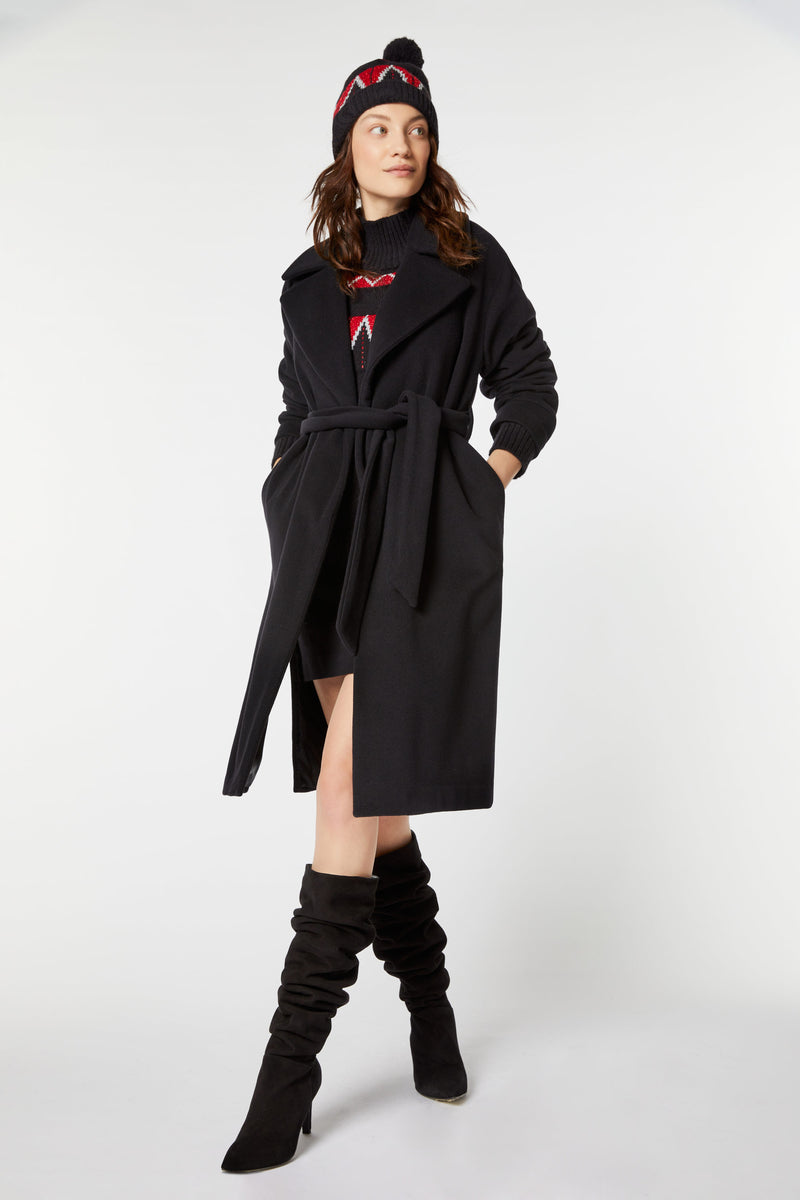 LONG ROBE COAT IN WOOL AND CASHMERE CABAN