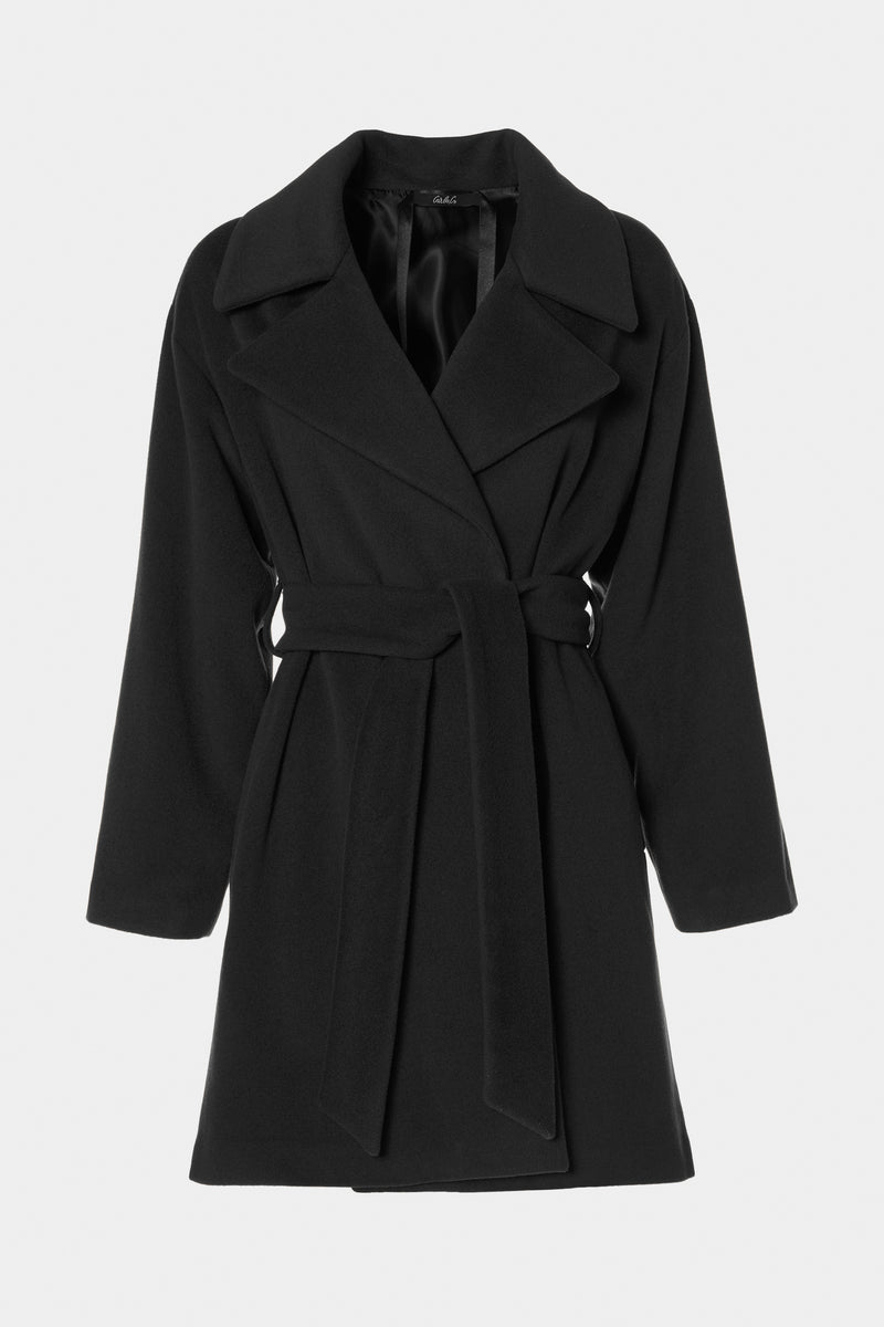 KNEE-LENGTH ROBE COAT IN WOOL AND CASHMERE CABAN