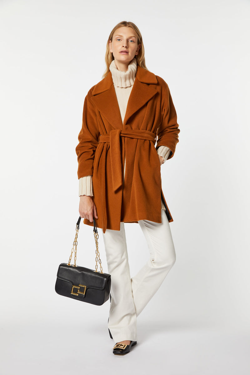 KNEE-LENGTH ROBE COAT IN WOOL AND CASHMERE CABAN