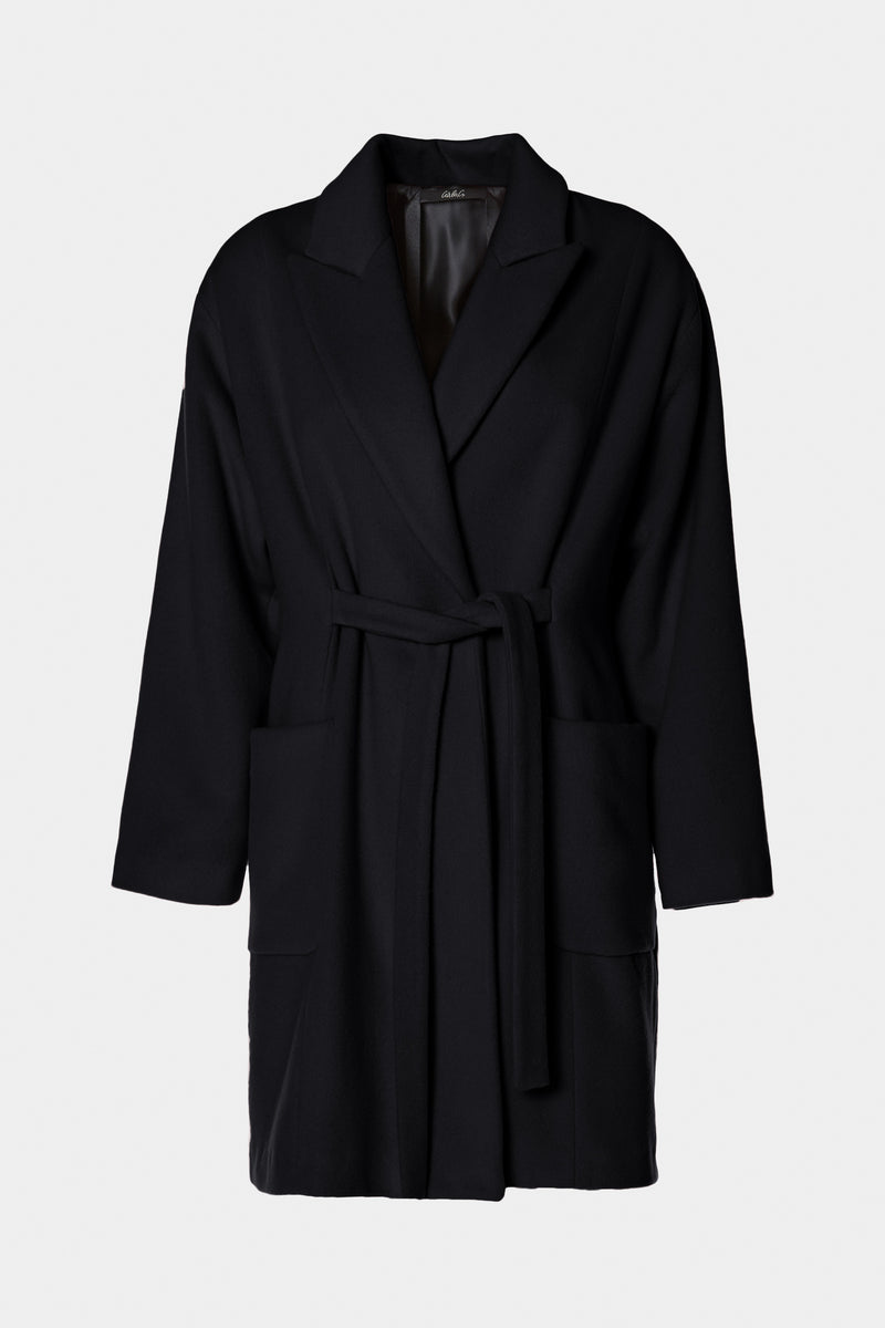 COAT IN WOOL AND CASHMERE CABAN WITH OVERSIZE FRONT POCKETS