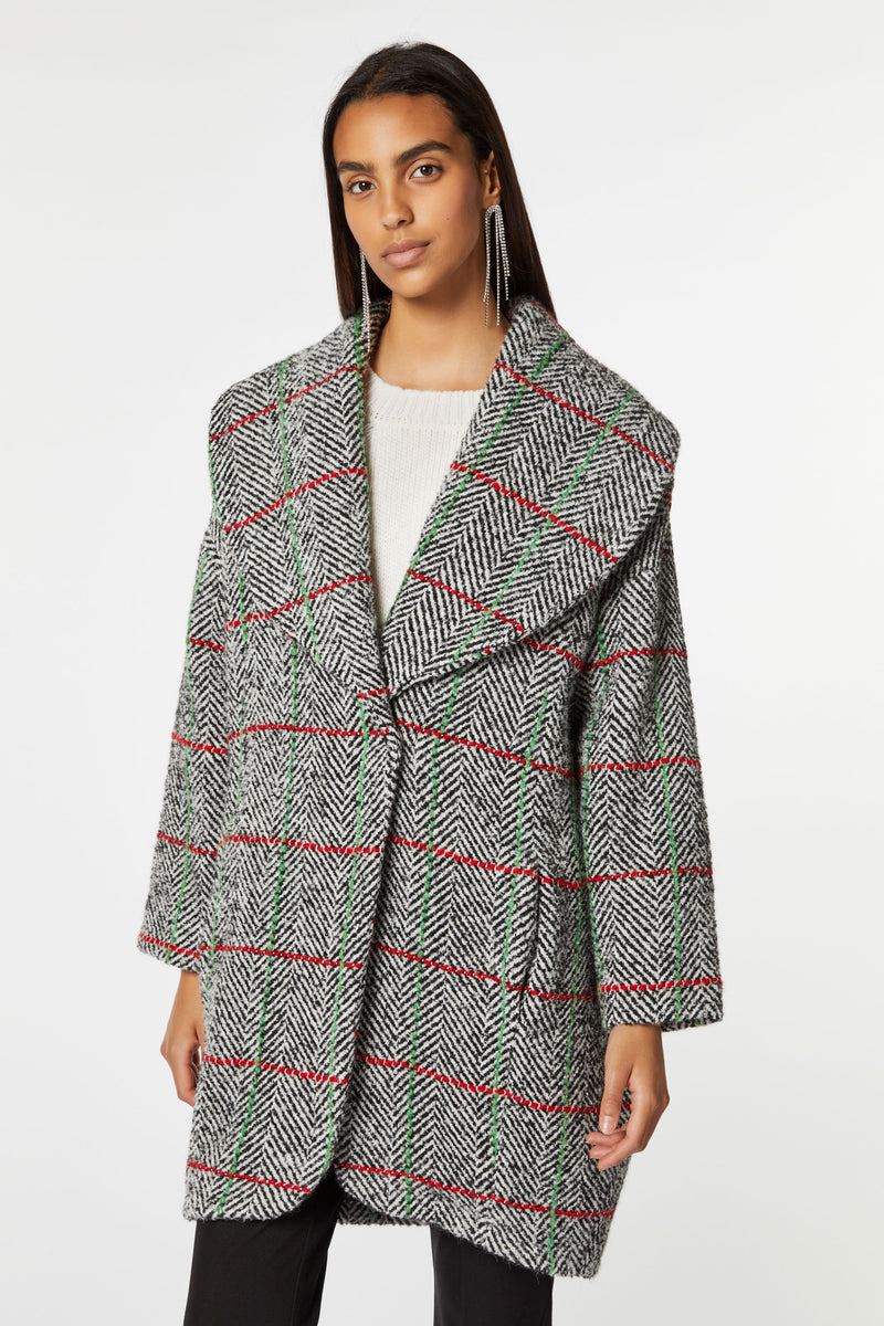 OVERSIZED EGG-SHAPED COAT IN HOUNDSTOOTH CHECK