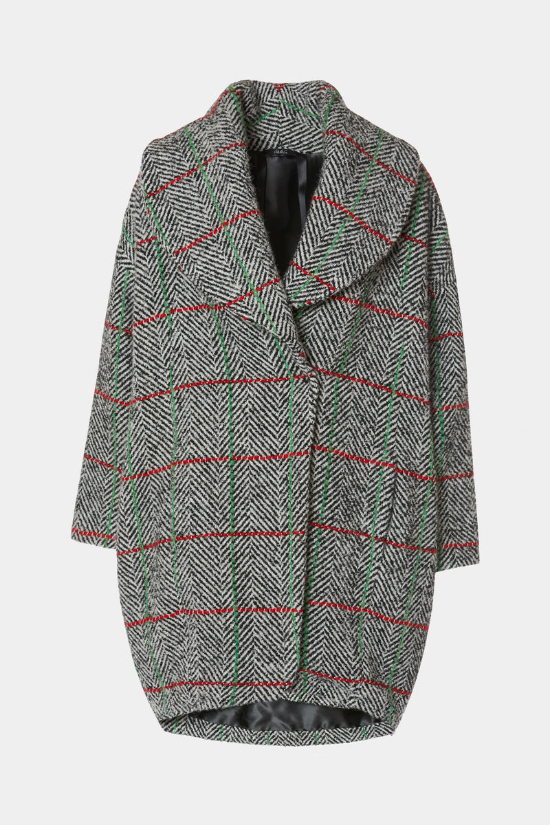 OVERSIZED EGG-SHAPED COAT IN HOUNDSTOOTH CHECK