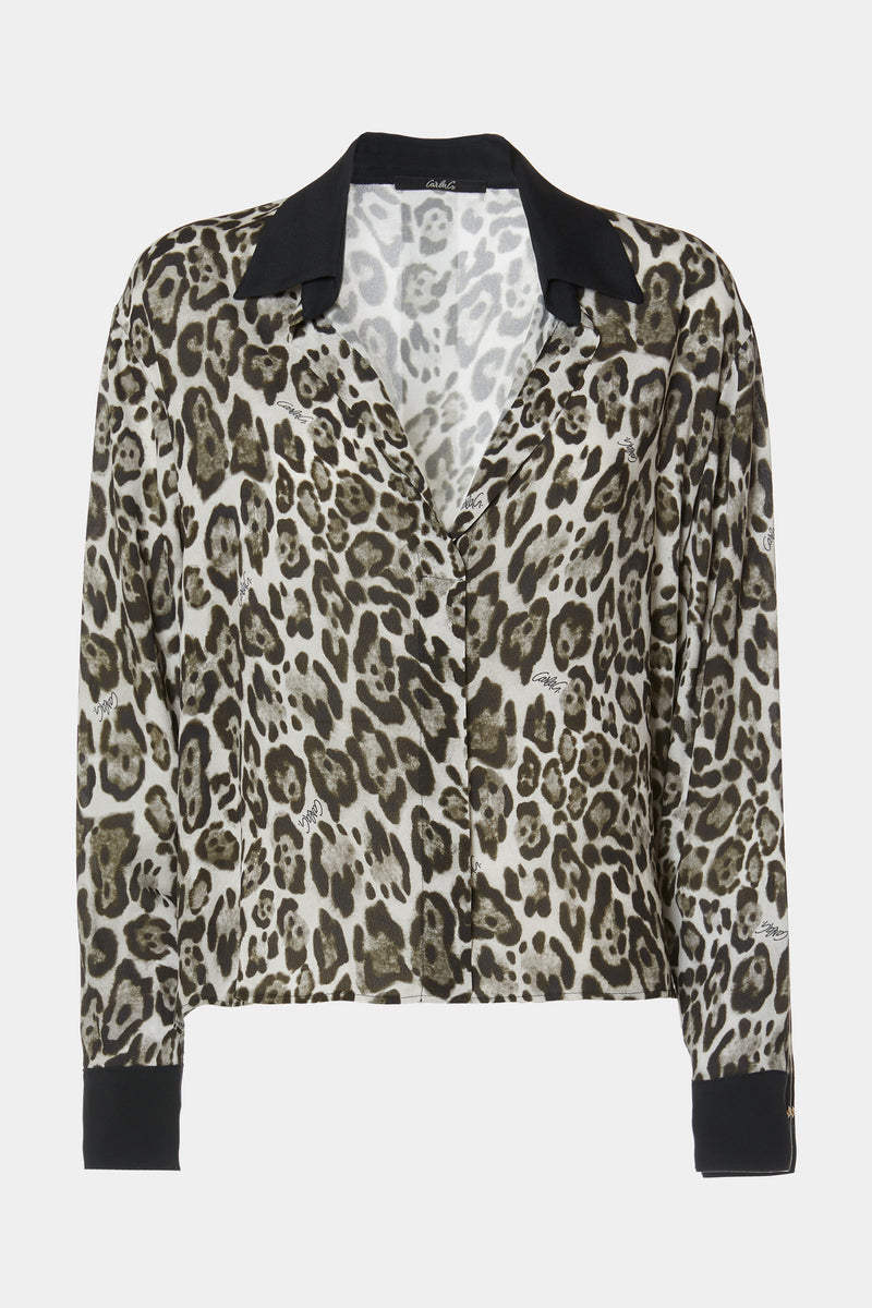 ANIMAL PRINT SHIRT WITH GOLD BUTTONS
