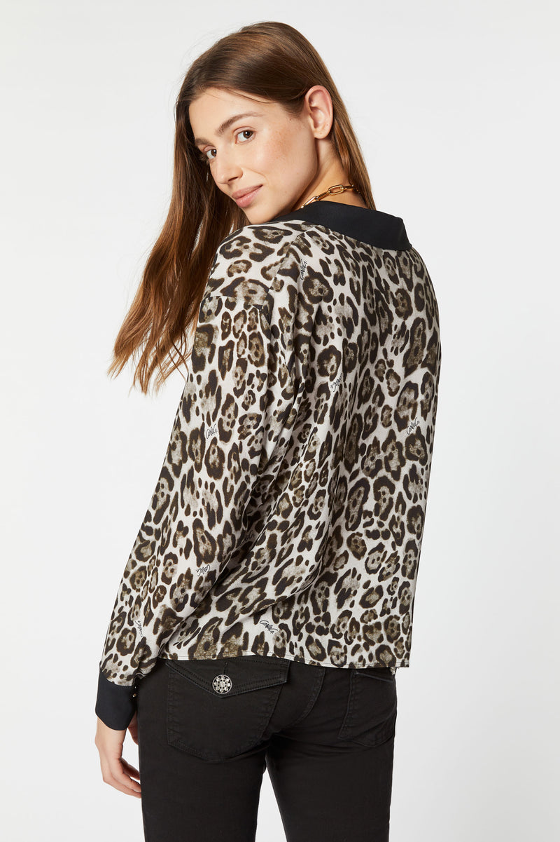 ANIMAL PRINT SHIRT WITH GOLD BUTTONS