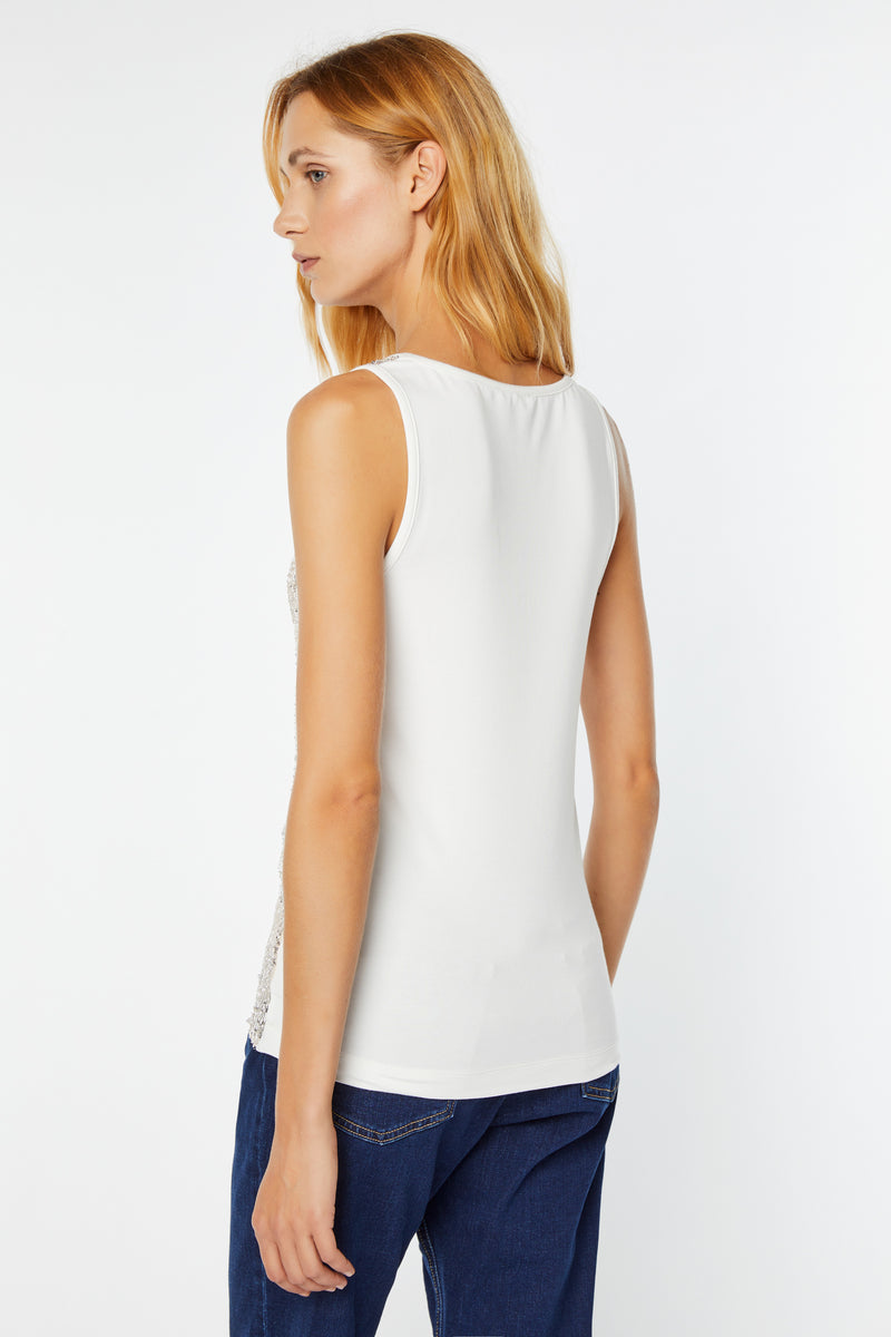 SLEEVELESS TOP WITH SEQUINNED FRONT