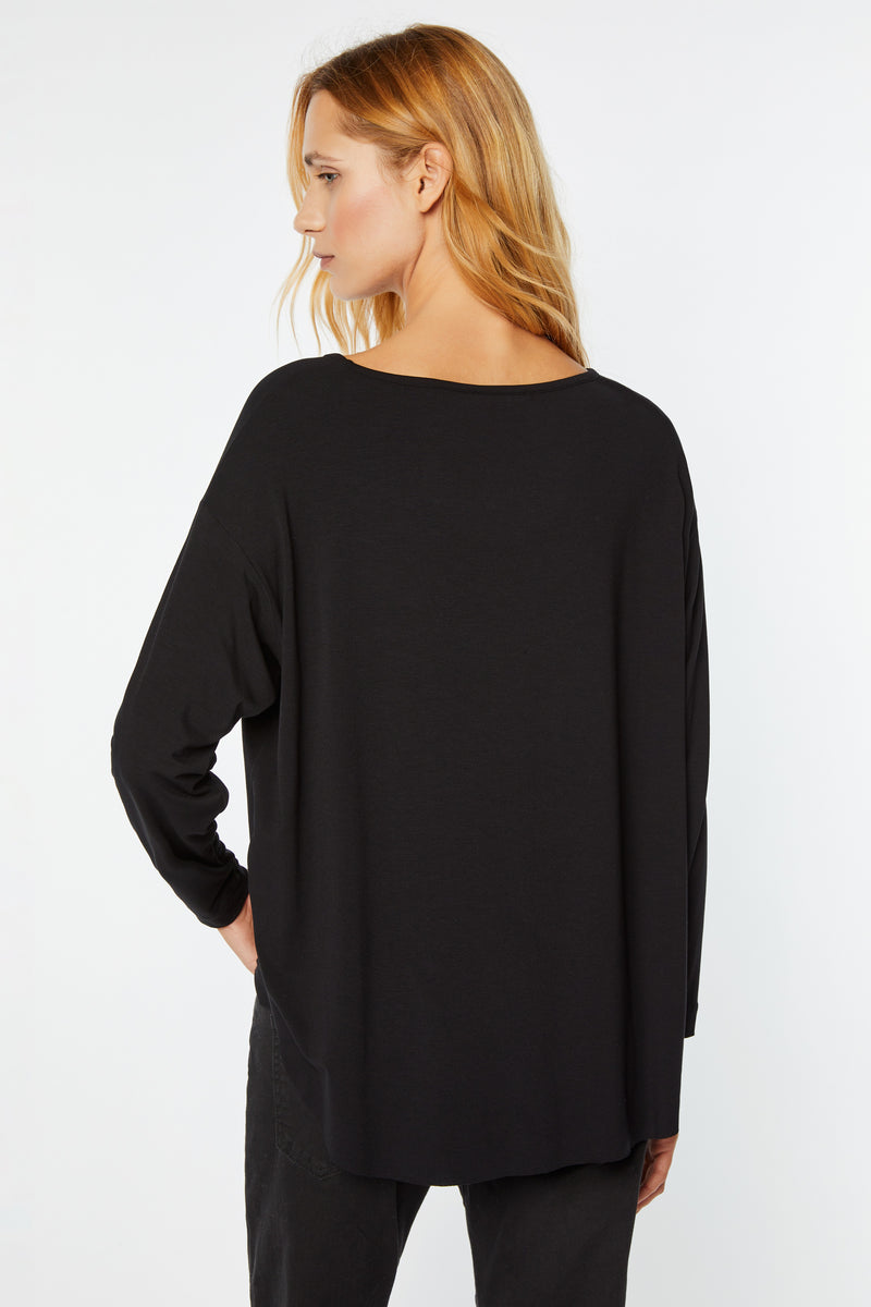 RHINESTONE LONG-SLEEVED TOP IN STRETCHY JERSEY