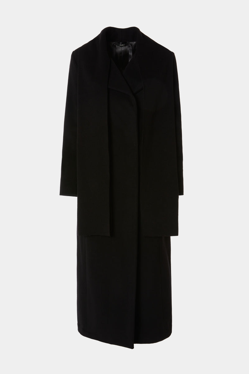 LONG SCARF-NECK COAT IN CASHMERE WOOL