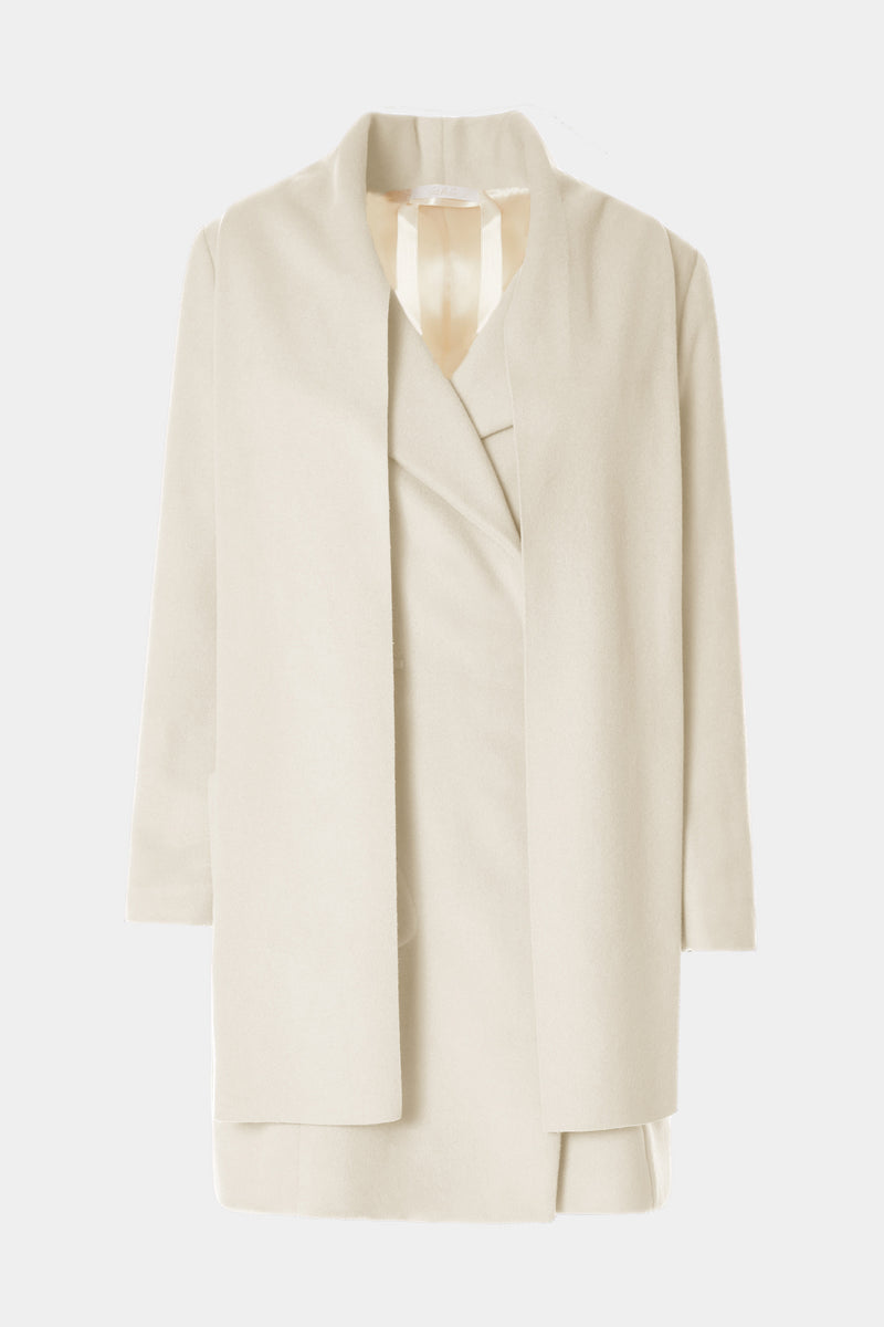 SHORT SCARF-NECK COAT IN CASHMERE WOOL