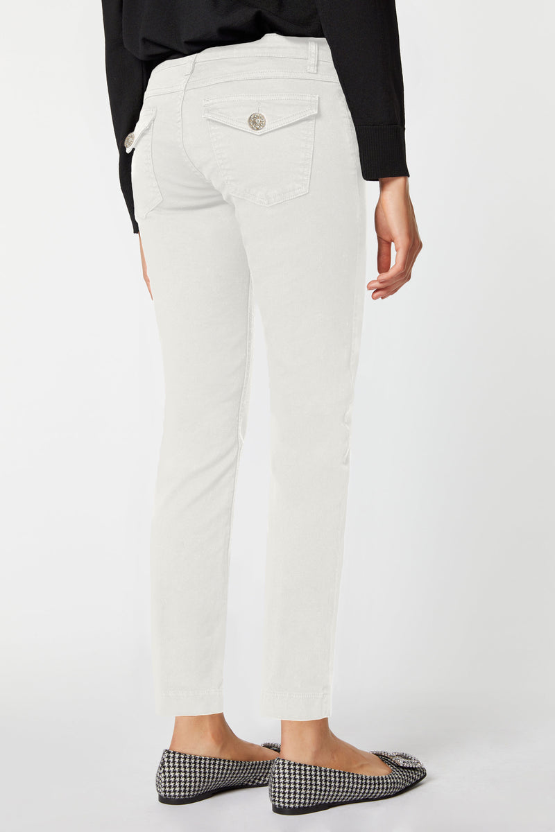 LOW-WAIST SKINNY JEANS WITH BEJEWELLED BUTTONS